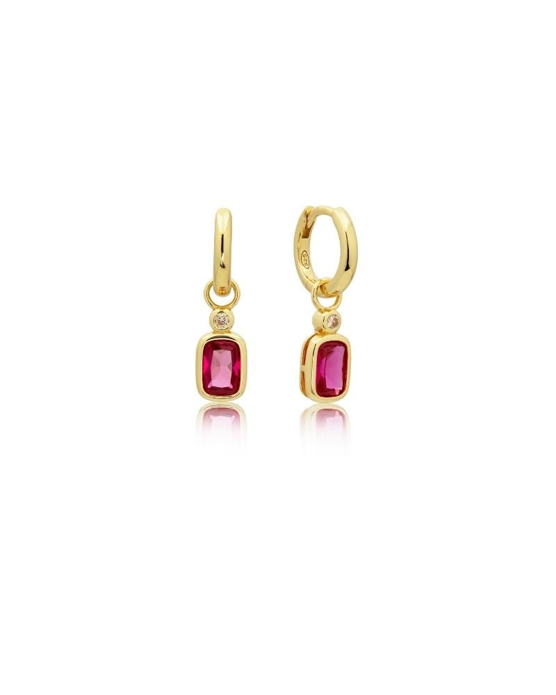 18K GOLD RUBY CHARM & HUGGIES - LOVEY BY LOVEY