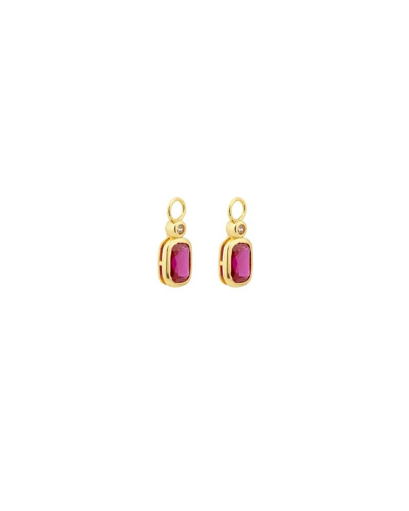 18k GOLD RUBY CHARMS & HUGGIES - LOVEY BY LOVEY