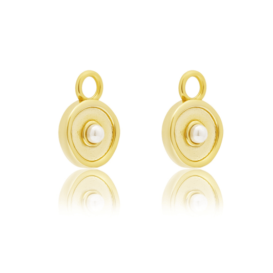 18K GOLD SOLARE (PEARL) CHARM & HUGGIE SET - LOVEY BY LOVEY