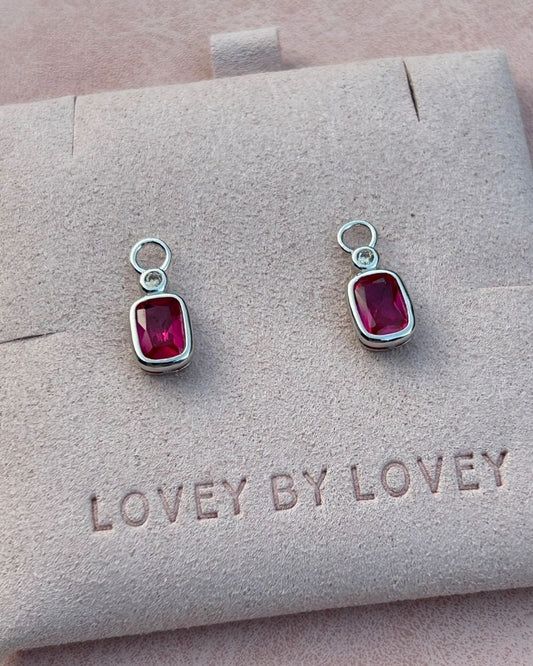 SILVER RUBY CHARM - LOVEY BY LOVEY