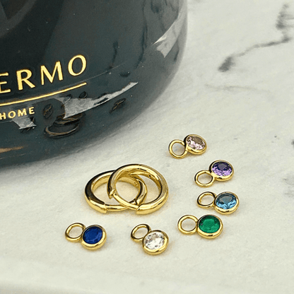 18K GOLD CIRCLE CHARM & HUGGIE SET - LOVEY BY LOVEY