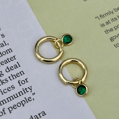 18K GOLD CIRCLE CHARM & HUGGIE SET - LOVEY BY LOVEY