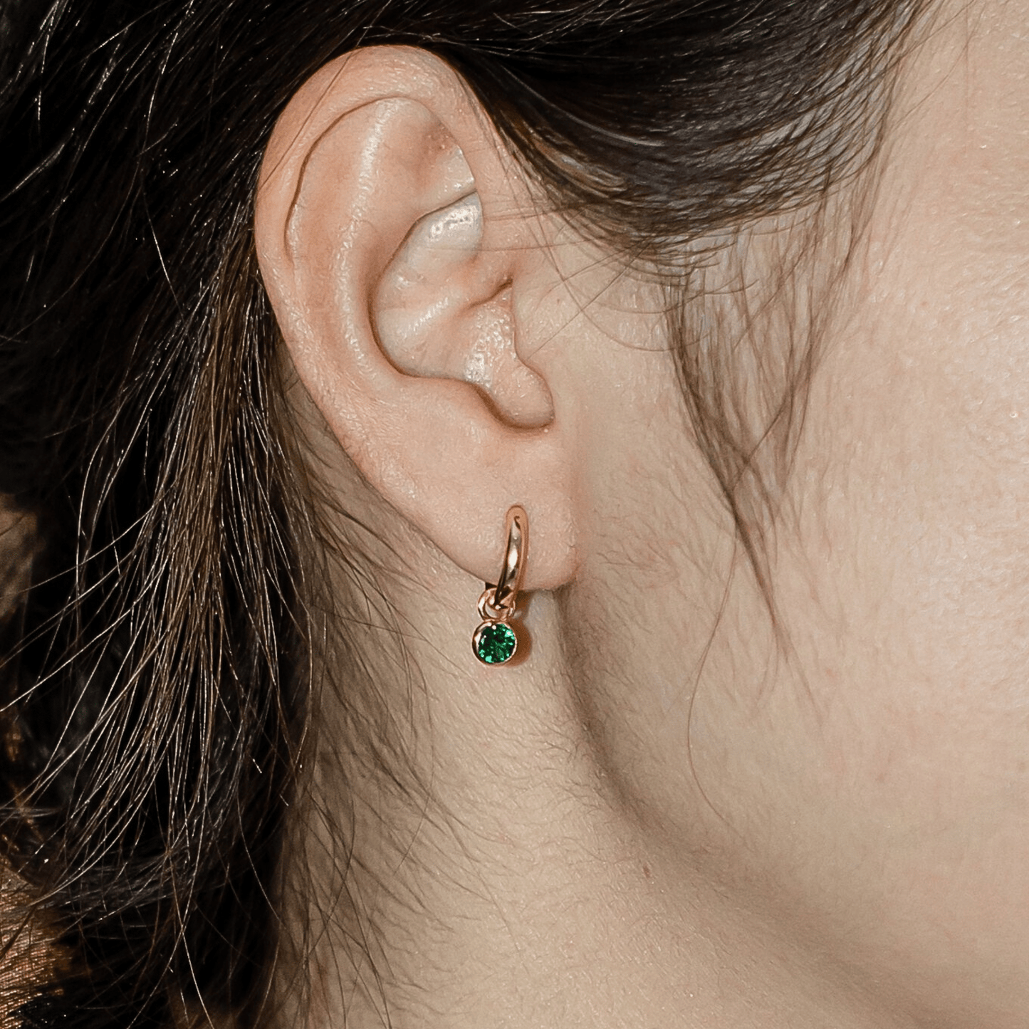 18K GOLD CIRCLE CHARM & HUGGIE SET - LOVEY BY LOVEY