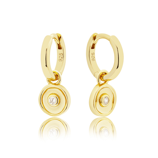 18K GOLD SOLARE (DIAMOND)CHARM & HUGGIE SET - LOVEY BY LOVEY