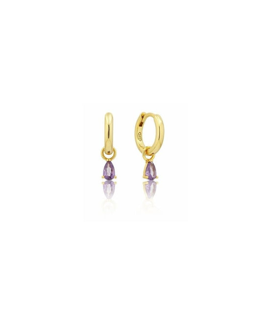 18k GOLD LAVENDER CHARMS & HUGGIES - LOVEY BY LOVEY