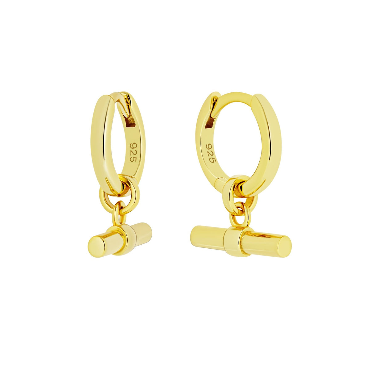 18K GOLD TILLY T-BAR CHARM & HUGGIE SET - LOVEY BY LOVEY