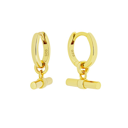 18K GOLD TILLY T-BAR CHARM & HUGGIE SET - LOVEY BY LOVEY