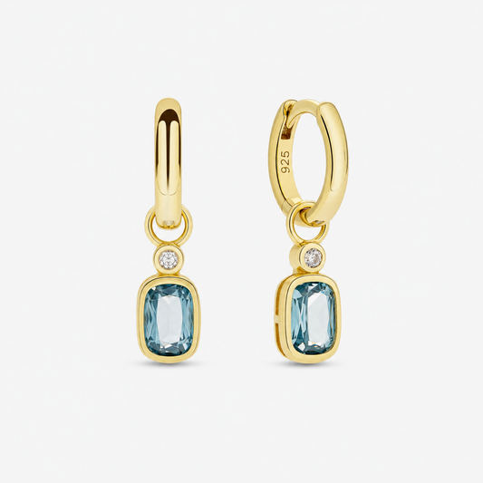 18k GOLD PENDANT CHARM HUGGIE SET