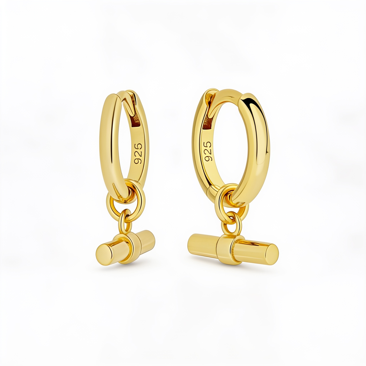 18K GOLD TILLY T-BAR CHARM & HUGGIE SET