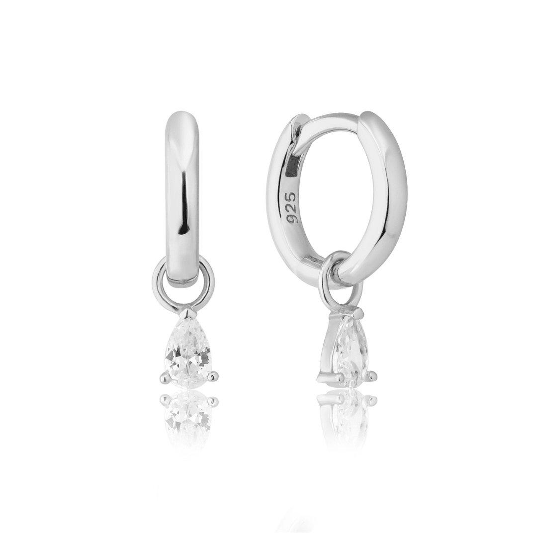 SILVER CLEAR TEARDROP CHARM - LOVEY BY LOVEY