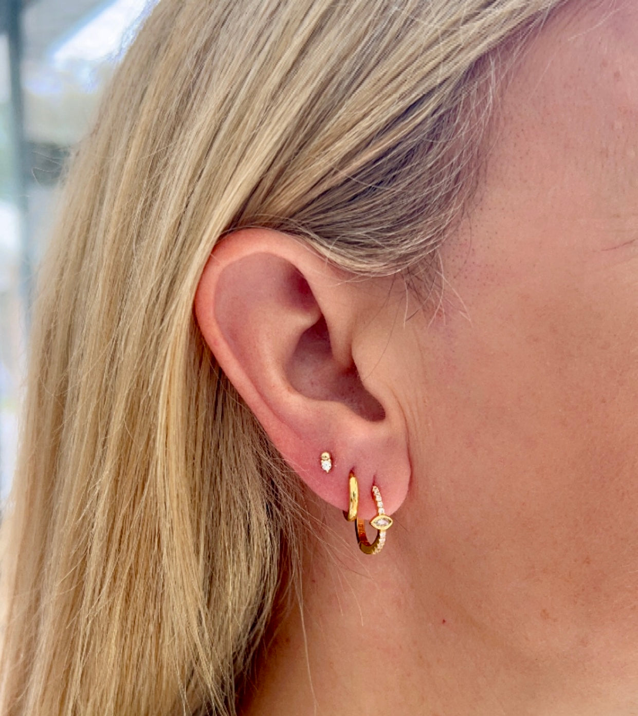 Diamond 16mm Hoops | Gold