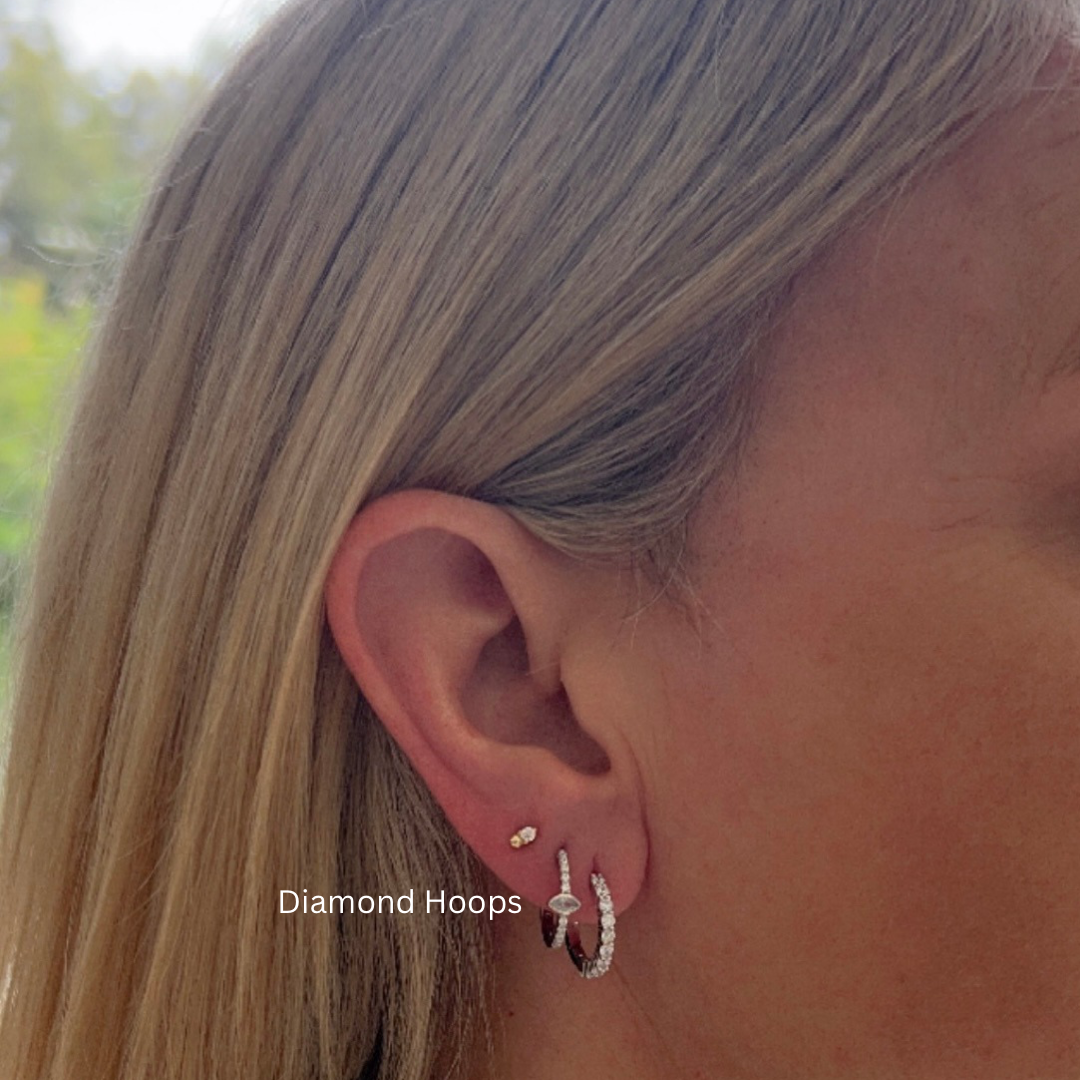 Diamond 16mm Hoops | Silver