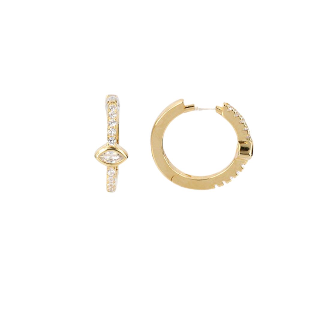 Diamond 16mm Hoops | Gold