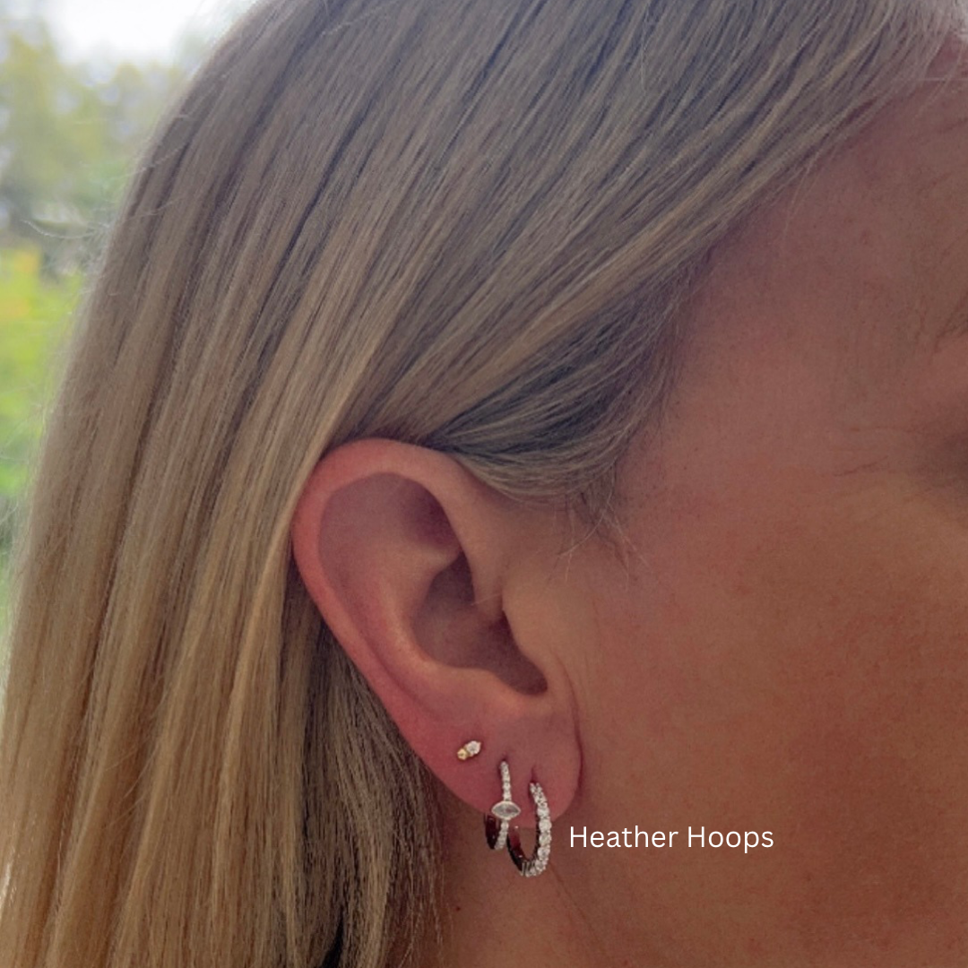 (NEW) Heather 16mm Hoops | Silver