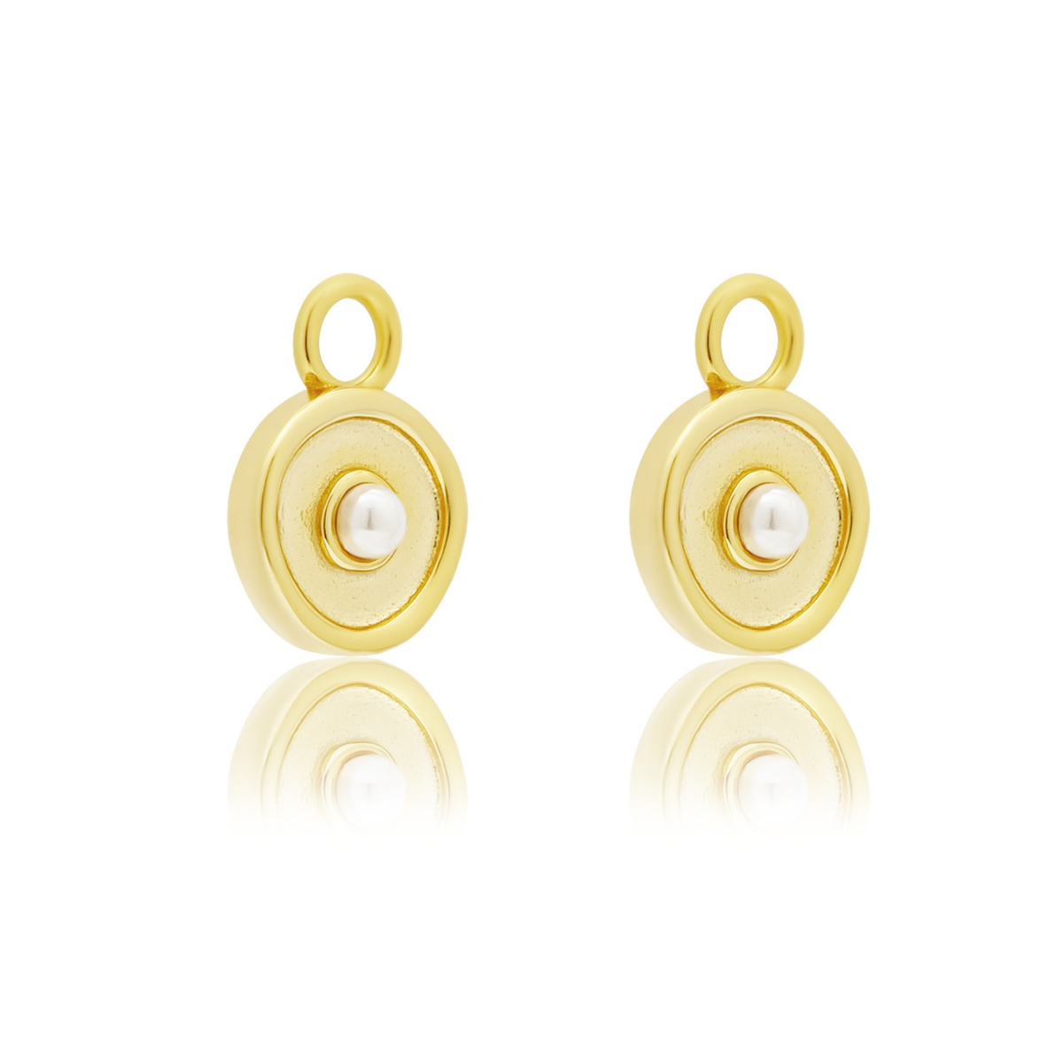 18K GOLD SOLARE (PEARL) CHARM & HUGGIE SET