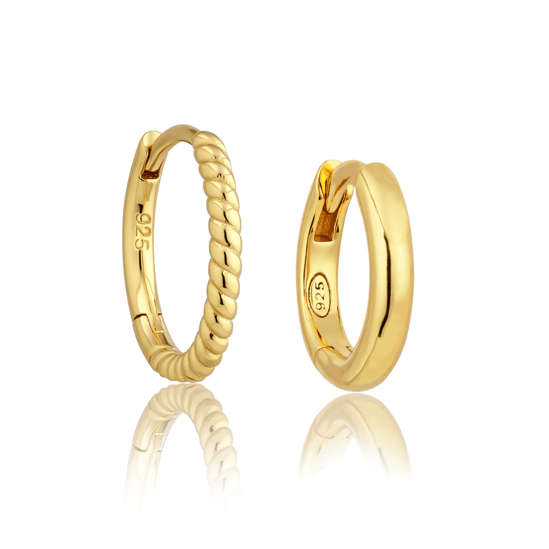 18K GOLD HARLOW HOOP & HALO HUGGIE BUNDLE - LOVEY BY LOVEY
