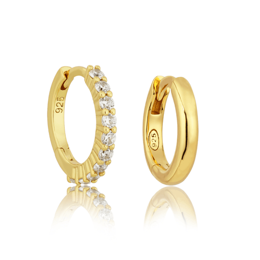 18K GOLD HEATHER HOOP & HALO HUGGIE BUNDLE - LOVEY BY LOVEY