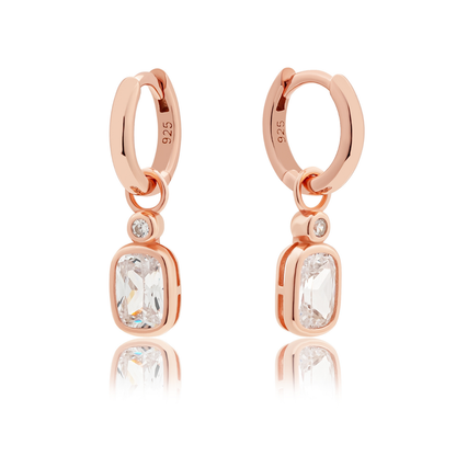 ROSE GOLD PENDANT CHARM HUGGIE SET