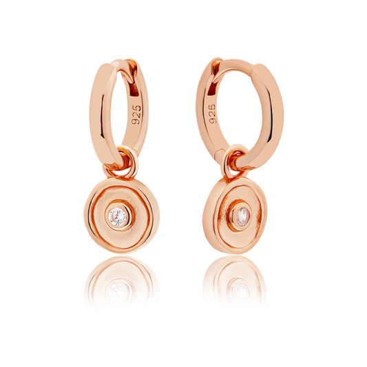 ROSE GOLD SOLARE (DIAMOND) CHARM & HUGGIE SET