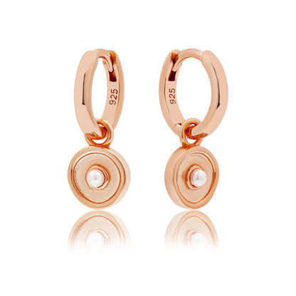 ROSE GOLD SOLARE (PEARL) CHARM & HUGGIE SET