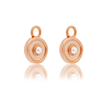 ROSE GOLD SOLARE (PEARL) CHARM & HUGGIE SET