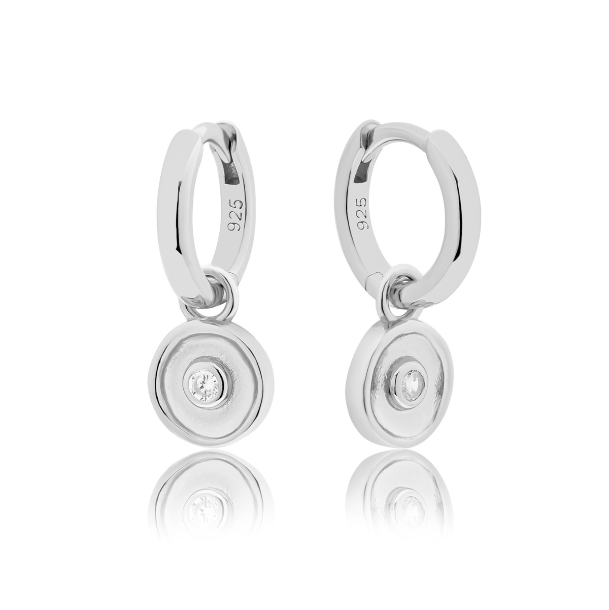SILVER SOLARE (DIAMOND) CHARM & HUGGIE SET
