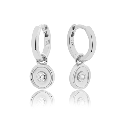 SILVER SOLARE (DIAMOND) CHARM & HUGGIE SET