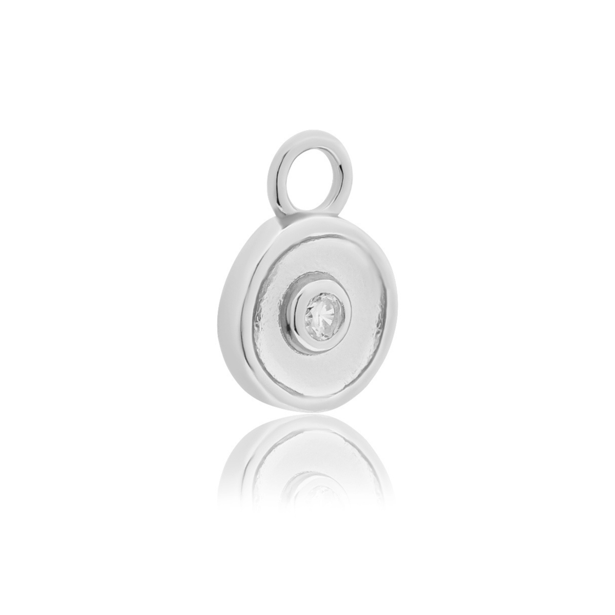 SILVER SOLARE (DIAMOND) CHARM & HUGGIE SET