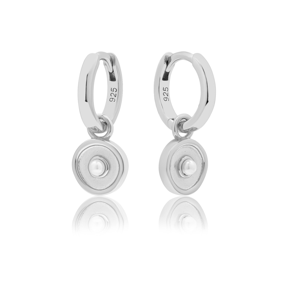 SILVER SOLARE (PEARL) CHARM & HUGGIE SET