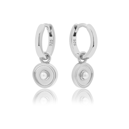 SILVER SOLARE (PEARL) CHARM & HUGGIE SET