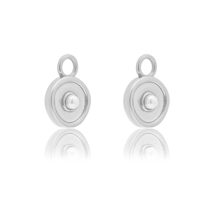 SILVER SOLARE (PEARL) CHARM & HUGGIE SET